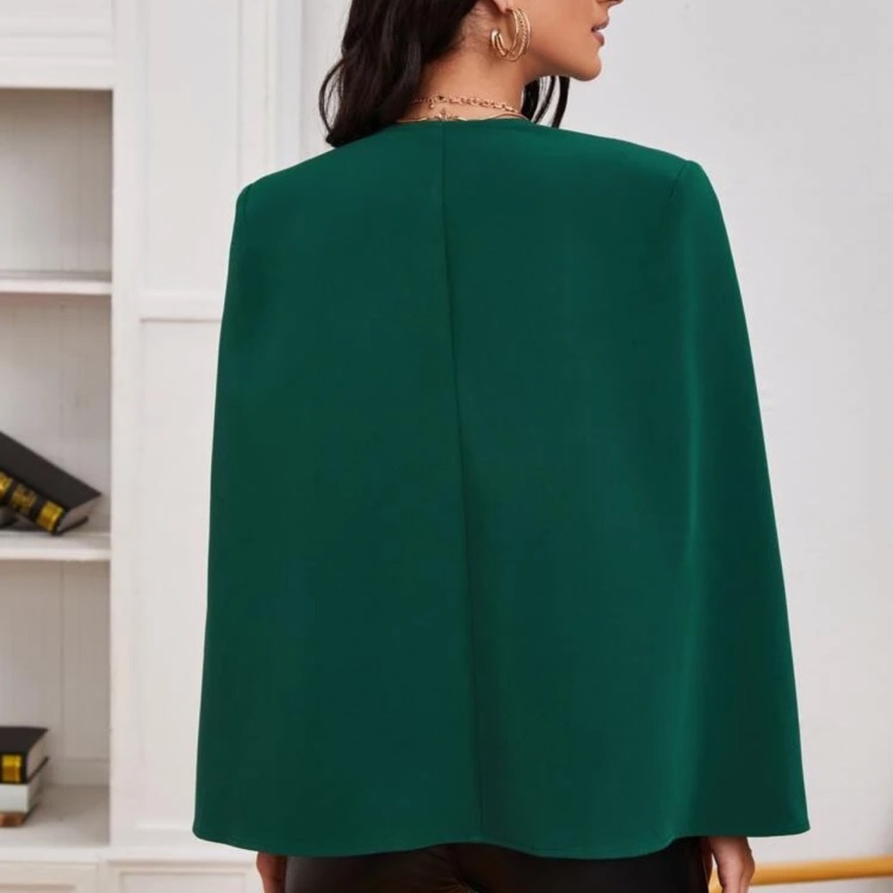 Minimalist blazer cape jacket coat dark brown - Picture 6 of 9